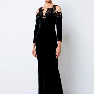 Marchesa Notte - Cold-shoulder lace-appliquéd tulle and velvet gown - BrandNew